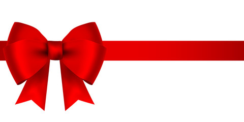 Red bow for gift and greeting card isolated on white