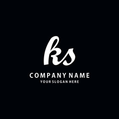 Initial KS white color logo template 