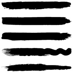 Collection of grunge brushes. Vector paint strokes with a dry brush. Abstract ink spots on white background