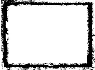 Black frame hand drawn on white background. Paint strokes with a dry brush