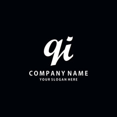 Initial QI white color logo template 