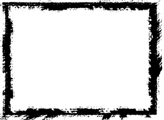 Black frame hand drawn on white background. Paint strokes with a dry brush