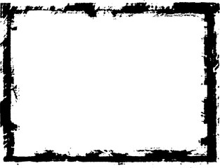 Black frame hand drawn on white background. Paint strokes with a dry brush