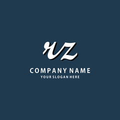 Initial RZ white color logo template 