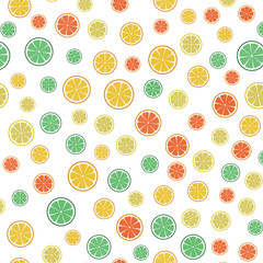 Seamless vector background with citrus fruits. Lime, lemon, tangerine, orange, grapefruit
