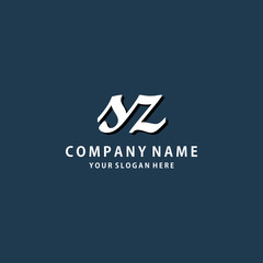 Initial SZ white color logo template 