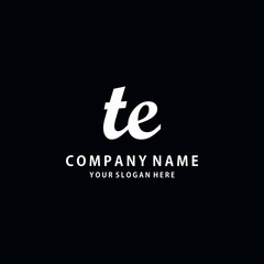 Initial TE white color logo template 