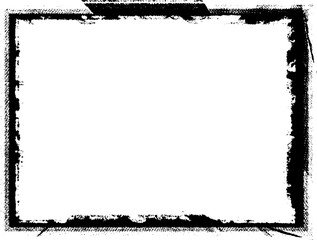 Black frame hand drawn on white background. Paint strokes with a dry brush