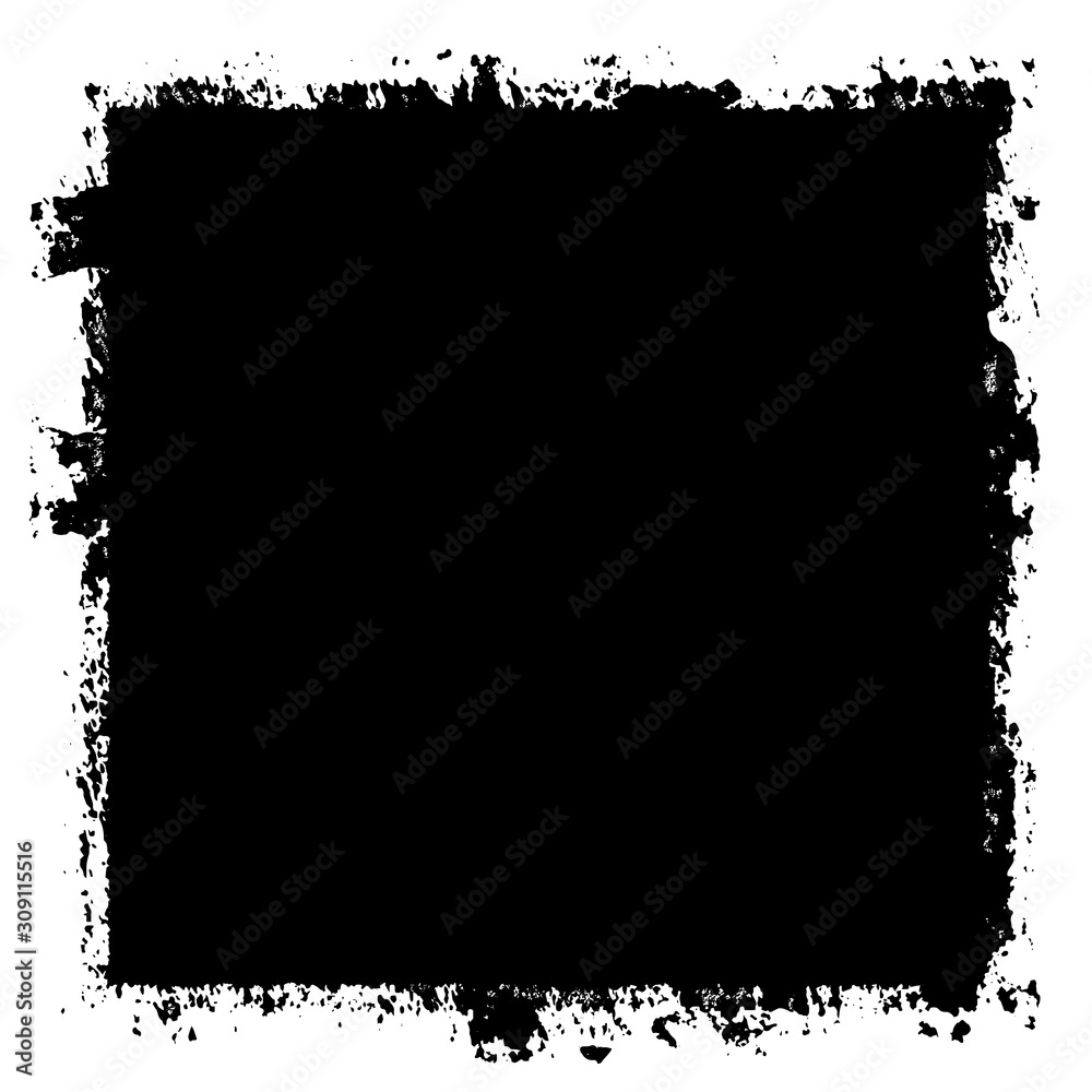 Wall mural grunge background black rectangular isolated on white background