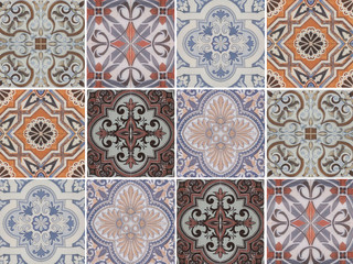 Mix of turkish traditional ornamental decorative tiles. Seamless pattern abstract background concept