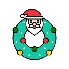 Santa wreath, Christmas day related filled icon