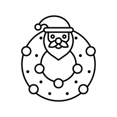 Santa wreath, Christmas day related line icon