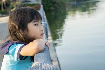 Asian Kids cute little girl Sad