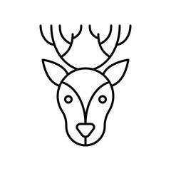 Reindeer face, Christmas day related line icon