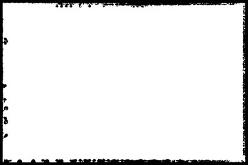 Black frame hand drawn on white background. Paint strokes with a dry brush