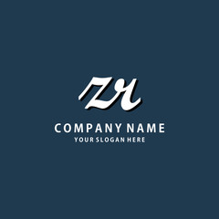 Initial ZR white color logo template 
