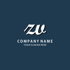 Initial ZV white color logo template 