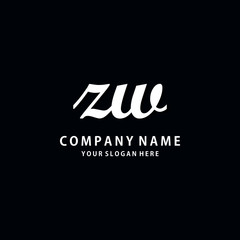 Initial ZW white color logo template 