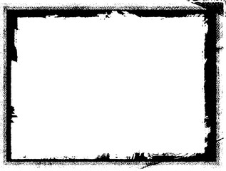 Black frame hand drawn on white background. Paint strokes with a dry brush