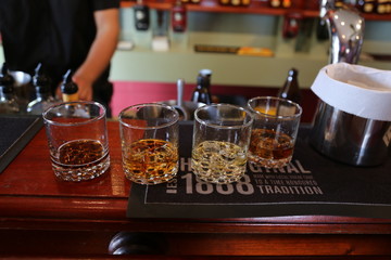 Different whiskey types for a tasting