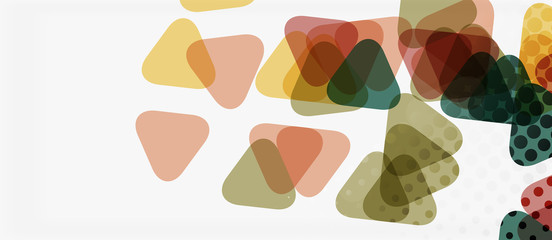 Banner with multicolored mosaic triangle geometric design on white background. Abstract texture. Vector illustration design template.