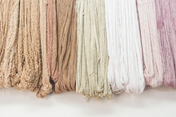 Silk yarn dyed by nature colour