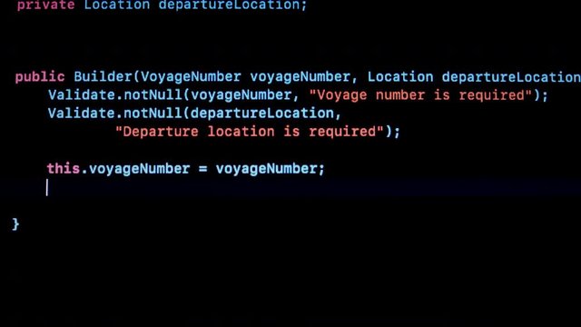 Developer type Java Programming Code on Notebook screen