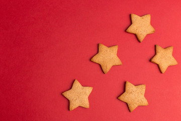 Fototapeta na wymiar red background with cookies star day protector