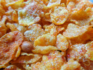 Fried Corn flakes closeup
