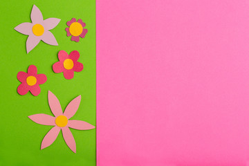 flowers of paper on a colored abstract background