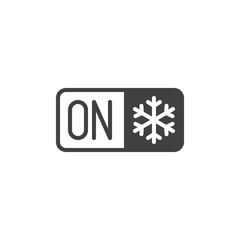 Conditioning on switch button vector icon. filled flat sign for mobile concept and web design. Cooling system control glyph icon. Symbol, logo illustration. Vector graphics