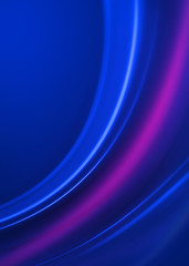 Dark abstract background with neon lines, glow. Blue blurred background, light effects.