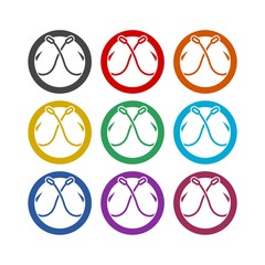 Fishing hook color icon set isolated on white background