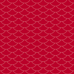 Japanese wave traditional ethnic embroidery pattern seamless vector oriental background. Red, white. Perfect for fabric designs, backdrop, backgrounds, pattern fill and wallpapers.