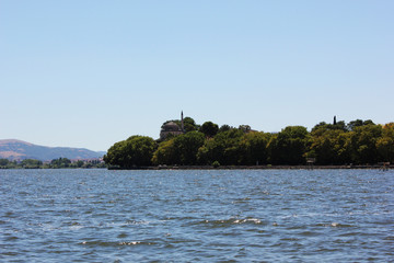 Ioannina lake and Ali Pasha mosque Ioannina Greece
