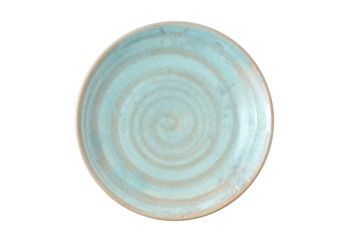 greenish-blue color hand-made plate on white background