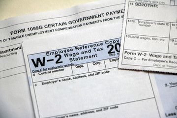 Closeup of blank tax forms