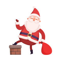 Funny Santa Claus with Presents, Cute Christmas and New Year Character, Winter Holidays Design Element Vector Illustration