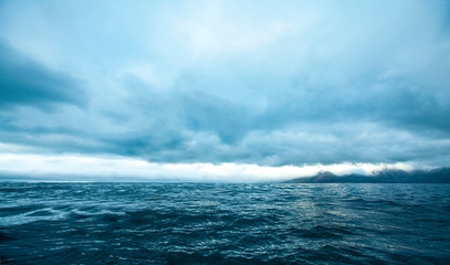 sea blue water and cloudy blue sky beautiful view