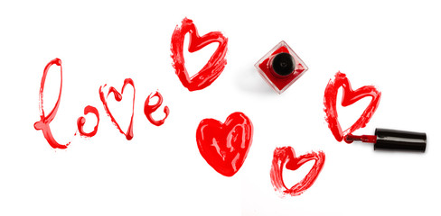 Set on a romantic theme for a manicure salon, design elements, isolate