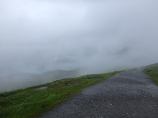 Trails and landscape of European alps (around Grindelwald, Switzerland)