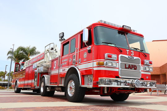 LAFD Los Angeles Fire Department Truck In San Pedro, The Port Of Los Angeles