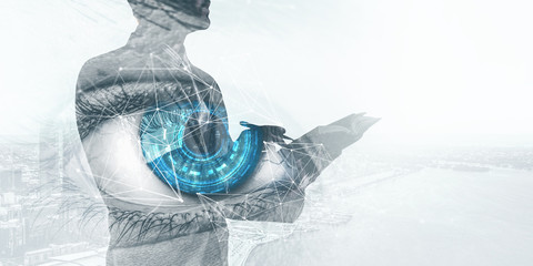 Person identification and scanning . Mixed media