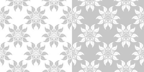 Obraz premium Floral seamless backgrounds. Gray and white compilation