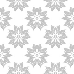Fototapeta premium Floral seamless pattern. Monochrome background with gray flowers