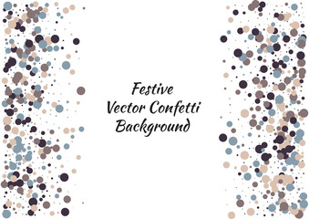 Festive color round confetti background. Abstract frame confetti texture for holiday, postcard, poster, website, carnivals, birthday and children's parties. Cover confetti mock-up. Wedding card layout