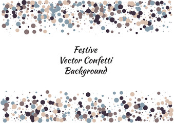 Festive color round confetti background. Abstract frame confetti texture for holiday, postcard, poster, website, carnivals, birthday and children's parties. Cover confetti mock-up. Wedding card layout