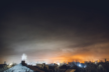 winter night photos of the town