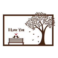 I love you, a tree and birds frame vinyl decals modern wall art