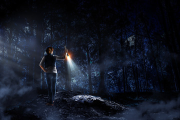 Make her way in darkness. Mixed media